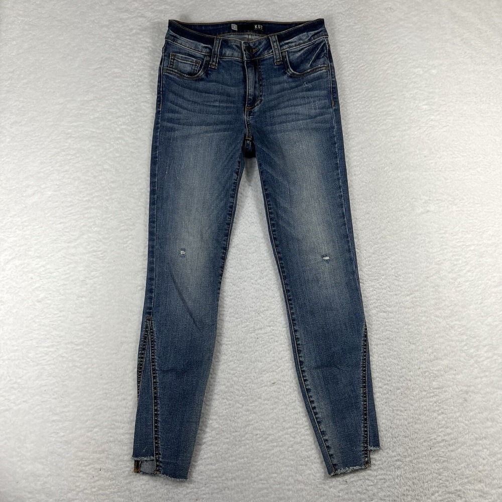 Kut From The Kloth Jeans Womens 0 27x26 Connie High Rise Ankle Skinny Raw Hem